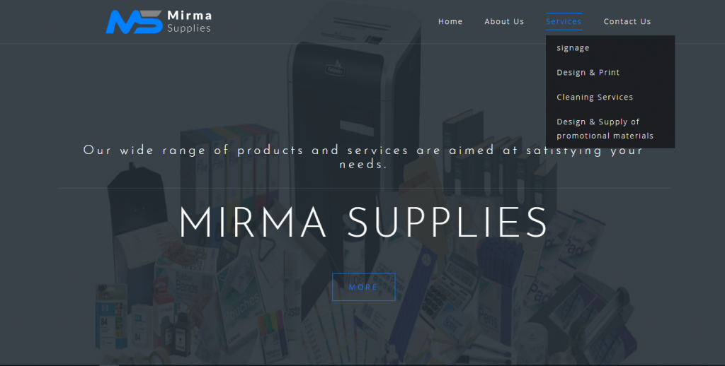 Mirma supplies website