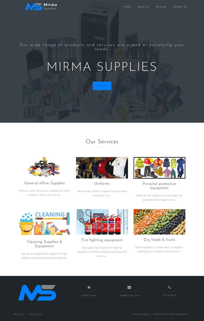 Mirma supplies website