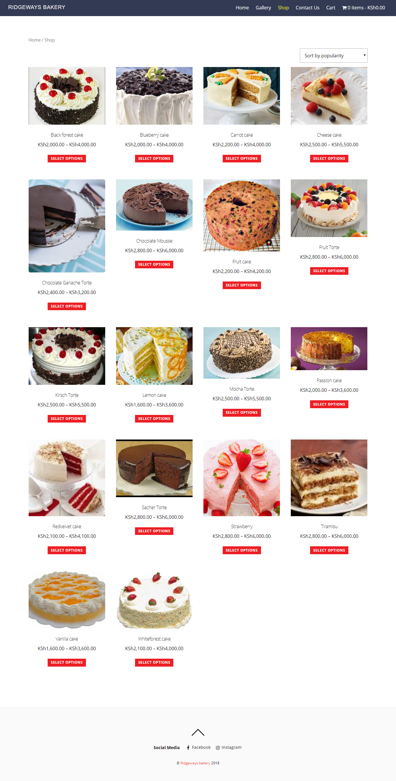 Riidgeways bakery ecommerce shop