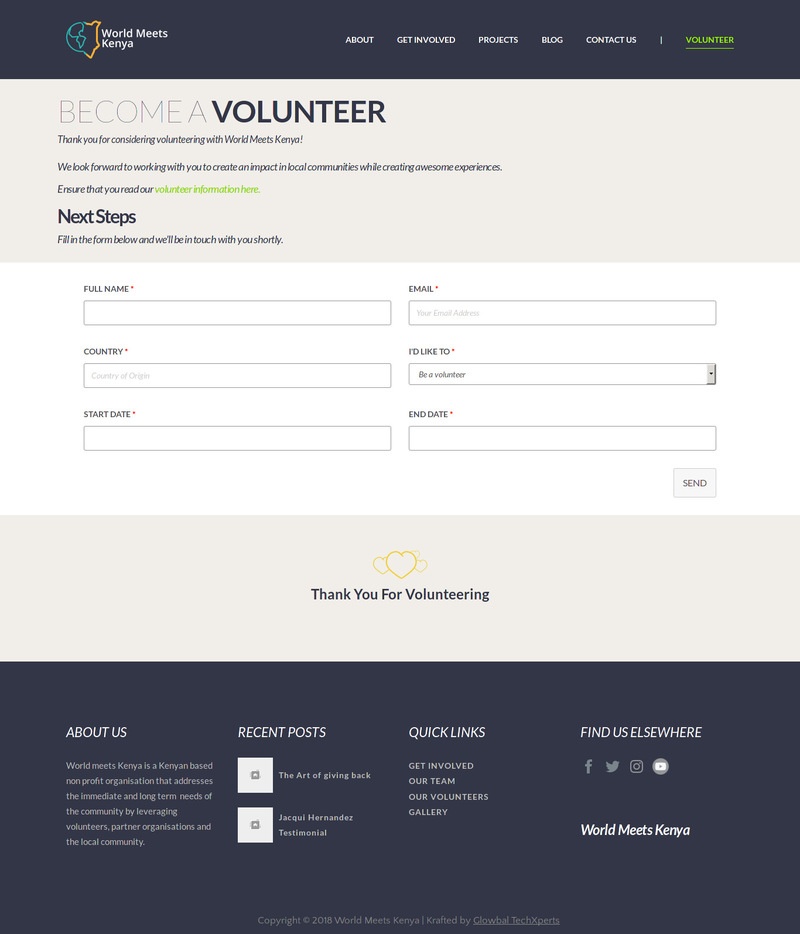 Worldmeetskenya volunteer application